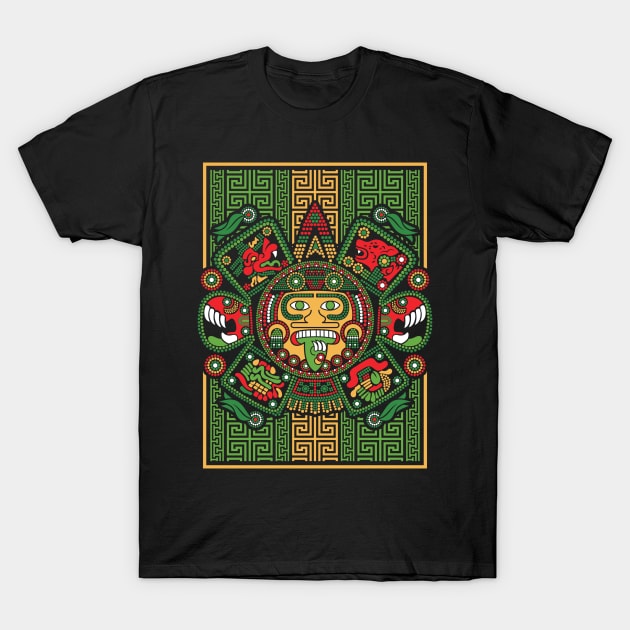 Quinto Sol prehispanico MexArt T-Shirt by Velvet Love Design 